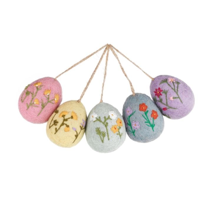 felt so good Handmade Felt Assorted Large Floral Easter Eggs Hanging Decorations