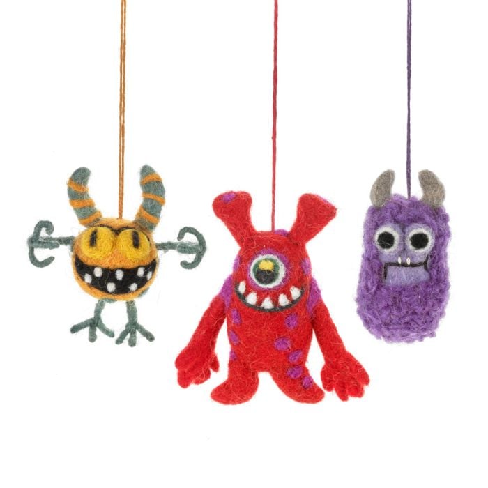felt so good Handmade Felt Assorted Moody Monsters Hanging Decorations