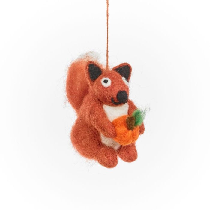 felt so good Handmade Felt Autumnal Seymour Squirrel Hanging Decoration