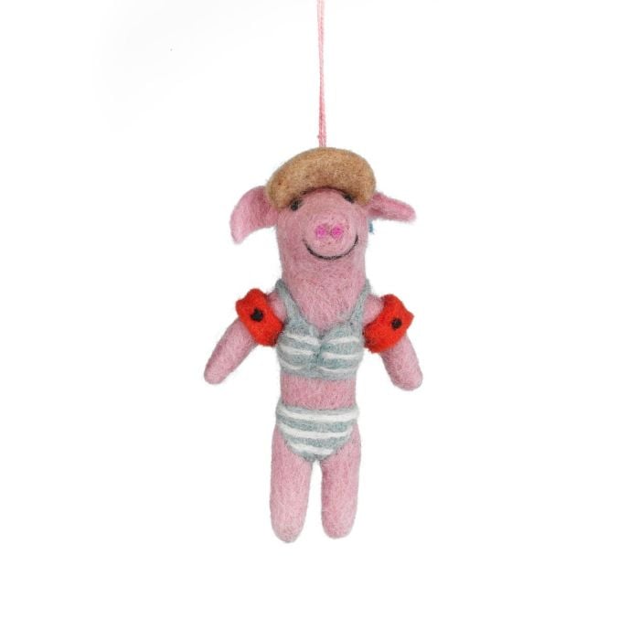 Felt So Good Handmade Felt Babette The Beach Pig Hanging Decoraiton