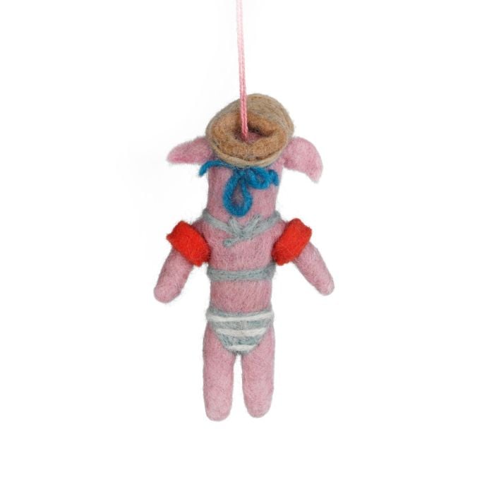 Felt So Good Handmade Felt Babette The Beach Pig Hanging Decoraiton