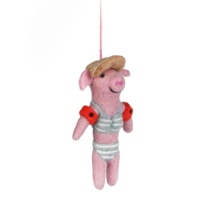 felt so good Handmade Felt Babette the Beach Pig Hanging Decoraiton