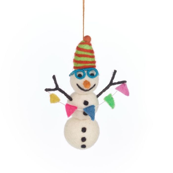felt so good Handmade Felt Benedict the Snowman Arctic Hanging Decoration