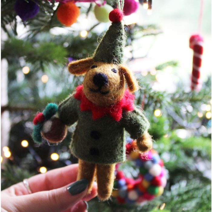 Felt So Good Handmade Felt Bernard The Dog Hanging Christmas Decoration