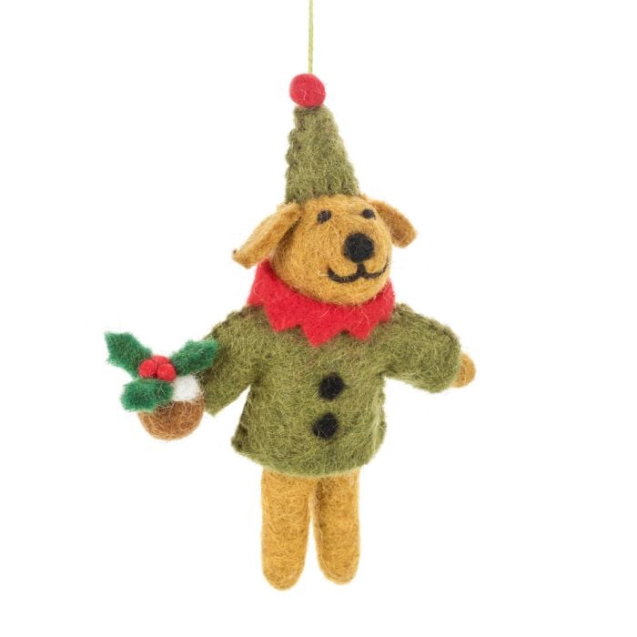 felt so good Handmade Felt Bernard the Dog Hanging Christmas Decoration