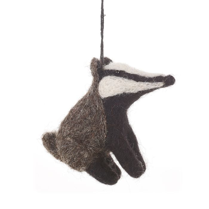 felt so good Handmade Felt Bertie Badger Hanging Biodegradable Decoration