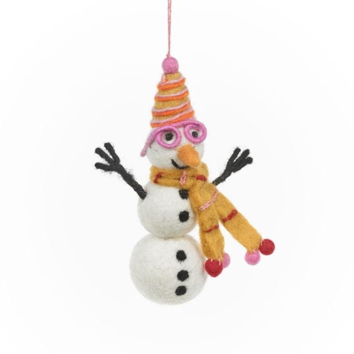 felt so good Handmade Felt Betty the Snowman Funky Snowman Hanging Decoration