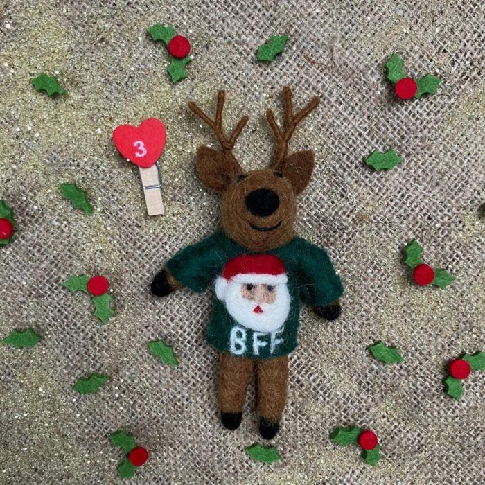 Felt So Good Handmade Felt BFF Reindeer Hanging Christmas Decoration