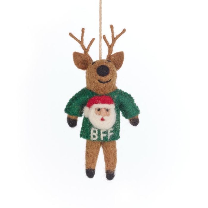 felt so good Handmade Felt BFF Reindeer Hanging Christmas Decoration
