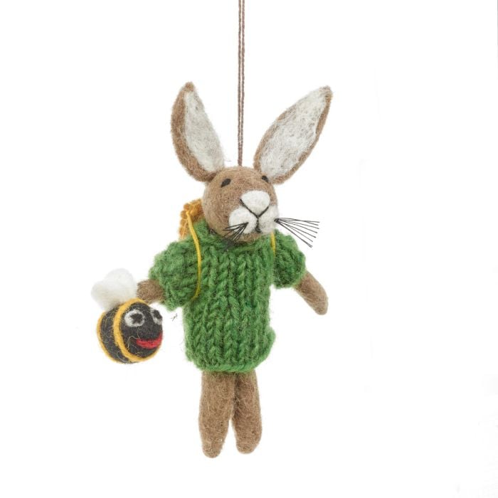 Felt So Good Handmade Felt Billy Bumblebee Hare Hanging Decoration