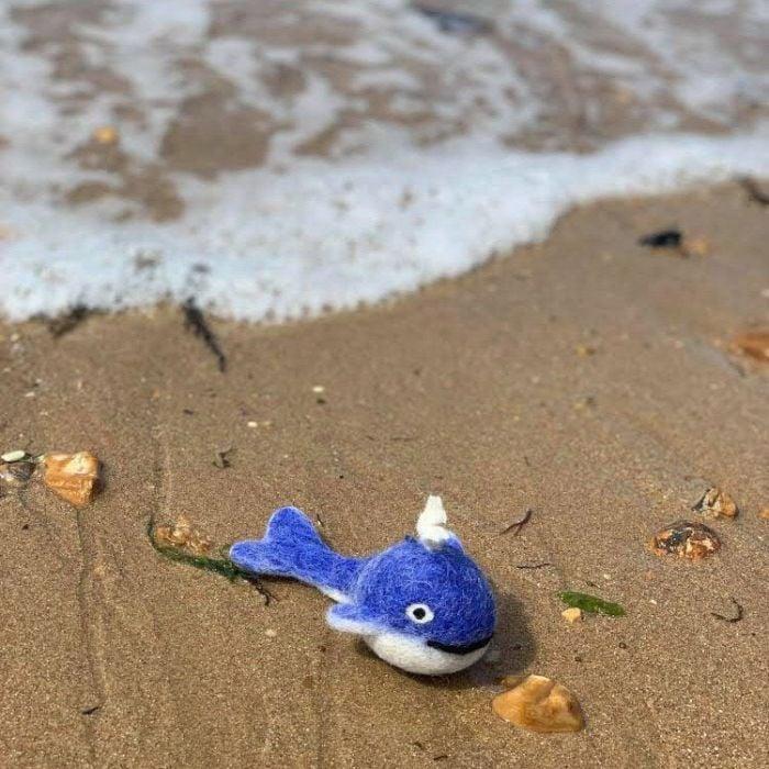 Felt So Good Handmade Felt Biodegradable Blue Whale Hanging Decoration