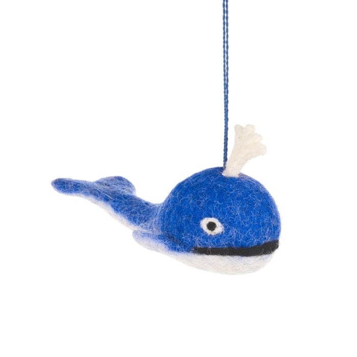 felt so good Handmade Felt Biodegradable Blue Whale Hanging Decoration