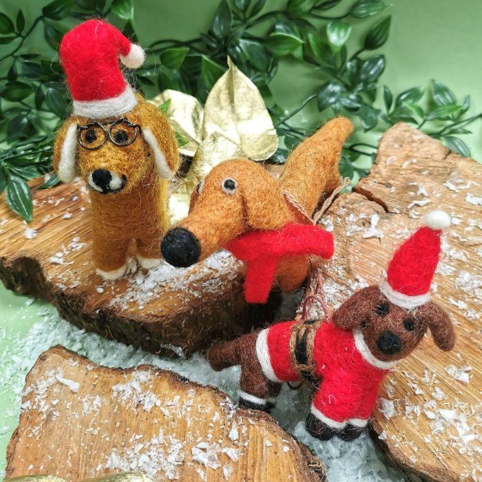 Felt So Good Handmade Felt Biodegradable Buddy The Festive Dog Tree Hanging Decoration