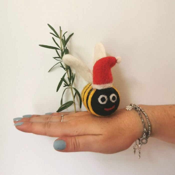 Felt So Good Handmade Felt Biodegradable Christmas Big Bumblebee Tree Hanging Decoration