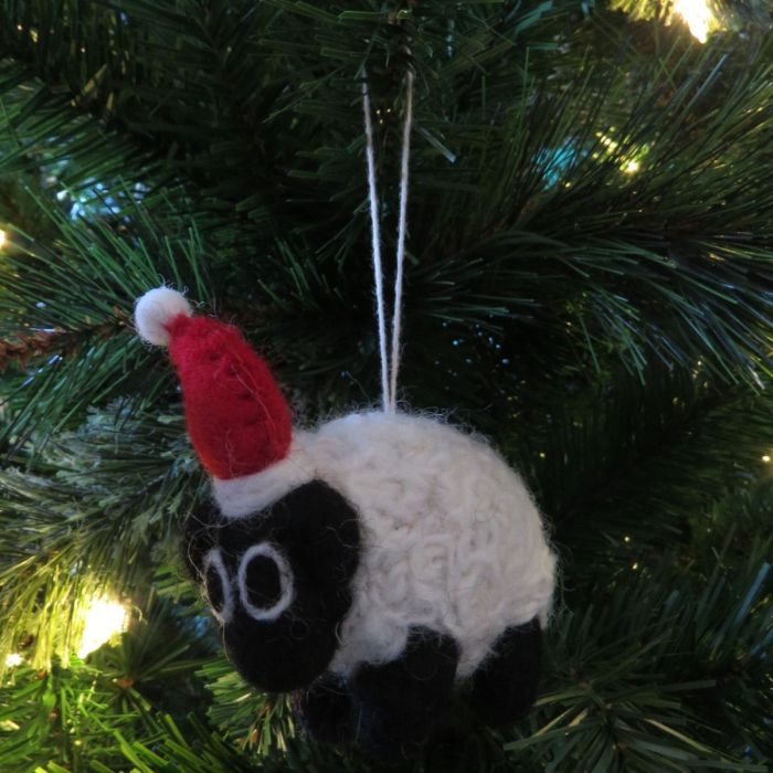 Felt So Good Handmade Felt Biodegradable Christmas Black Sheep Tree Hanging Decoration