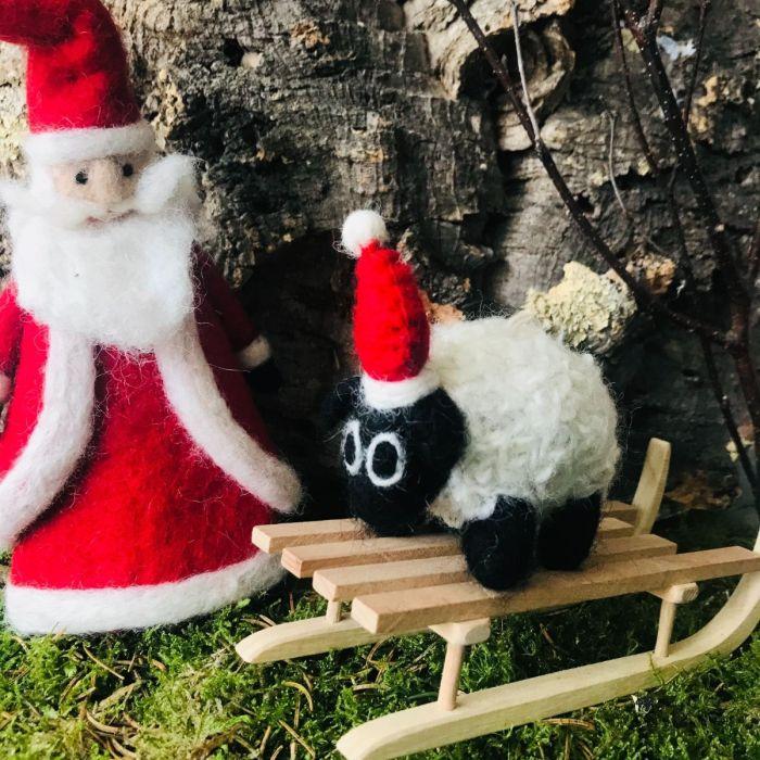 Felt So Good Handmade Felt Biodegradable Christmas Black Sheep Tree Hanging Decoration
