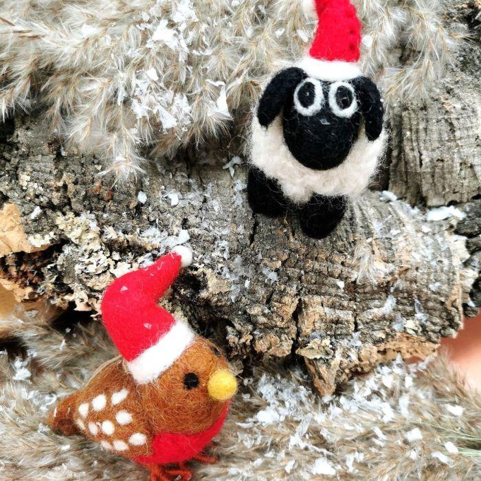Felt So Good Handmade Felt Biodegradable Christmas Black Sheep Tree Hanging Decoration