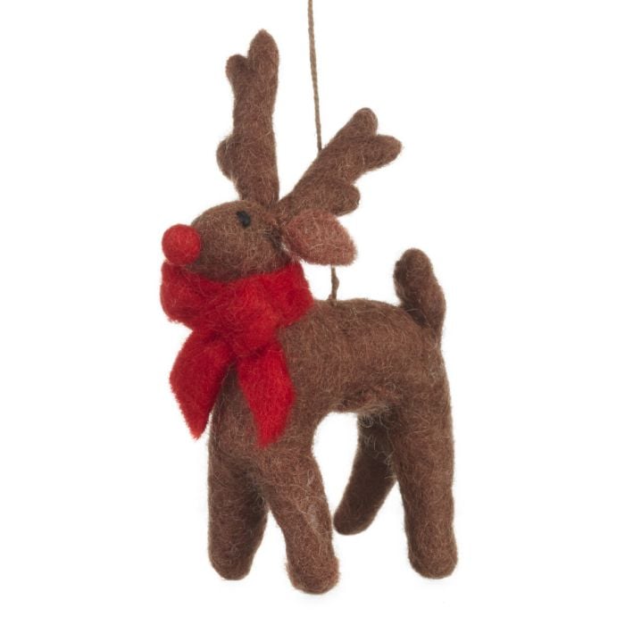 felt so good Handmade Felt Biodegradable Christmas Brown Rudolph Hanging Decoration