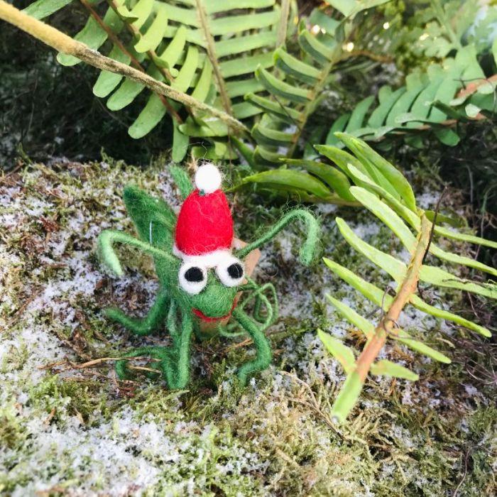 Felt So Good Handmade Felt Biodegradable Christmas Cricket Tree Hanging Decoration