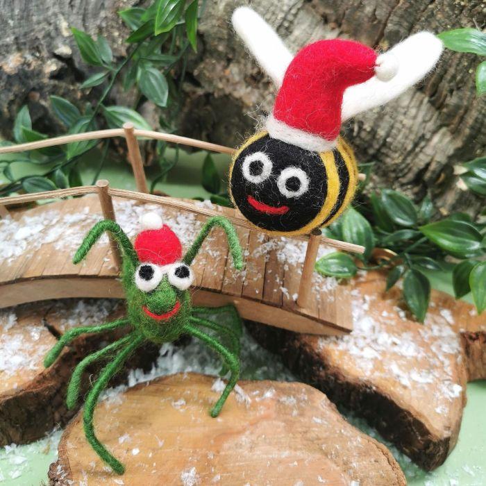 Felt So Good Handmade Felt Biodegradable Christmas Cricket Tree Hanging Decoration