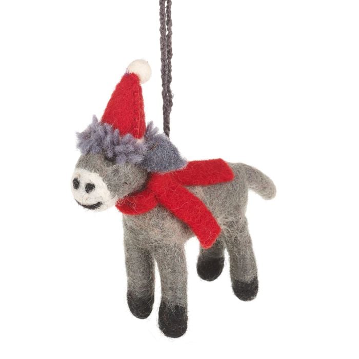 Felt So Good Handmade Felt Biodegradable Christmas Donkey Tree Hanging Decoration