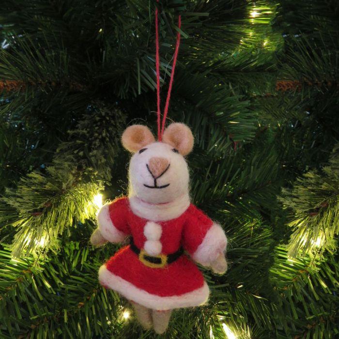 Felt So Good Handmade Felt Biodegradable Christmas Mrs Santa Paws Hanging Decoration