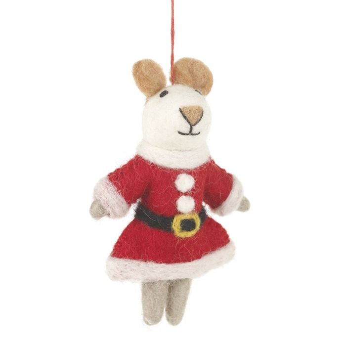 felt so good Handmade Felt Biodegradable Christmas Mrs Santa Paws Hanging Decoration