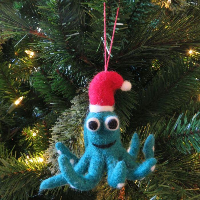 Felt So Good Handmade Felt Biodegradable Christmas Octopus Tree Hanging Decoration