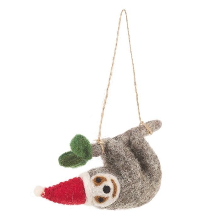 Felt So Good Handmade Felt Biodegradable Christmas Sloth Tree Hanging Decoration