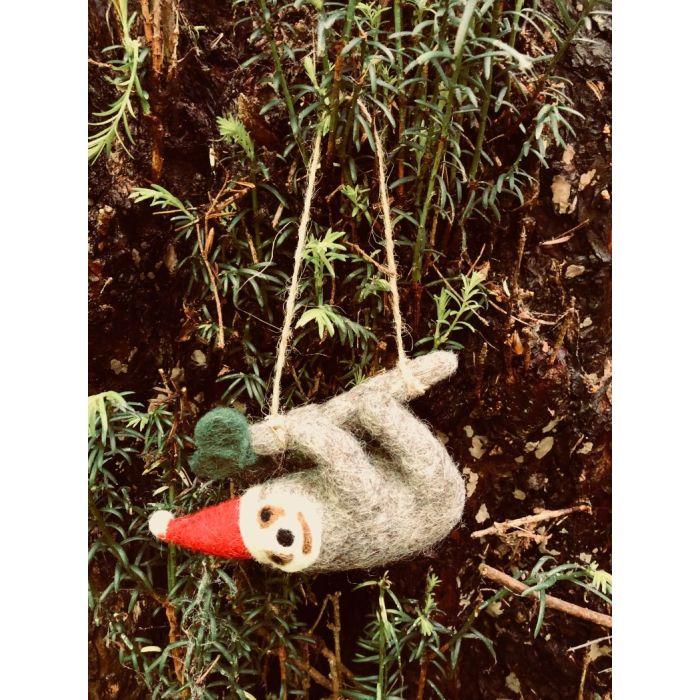 Felt So Good Handmade Felt Biodegradable Christmas Sloth Tree Hanging Decoration