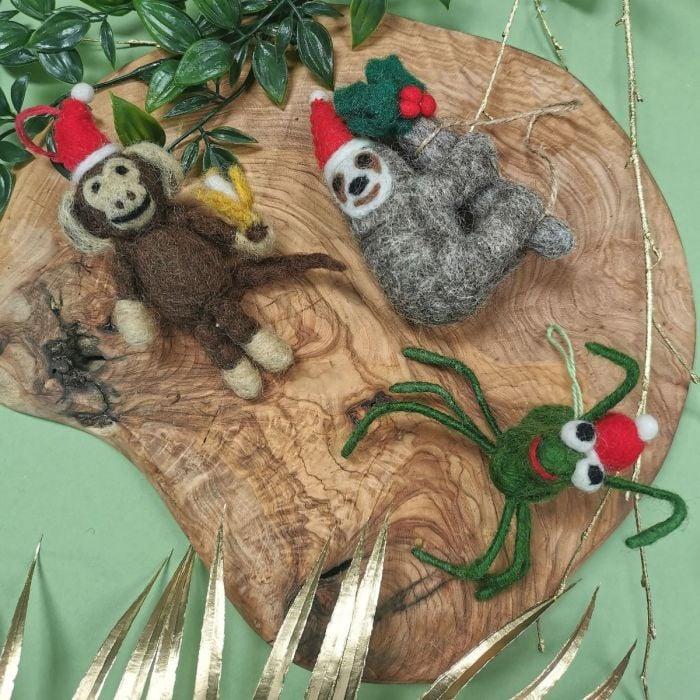 Felt So Good Handmade Felt Biodegradable Christmas Sloth Tree Hanging Decoration