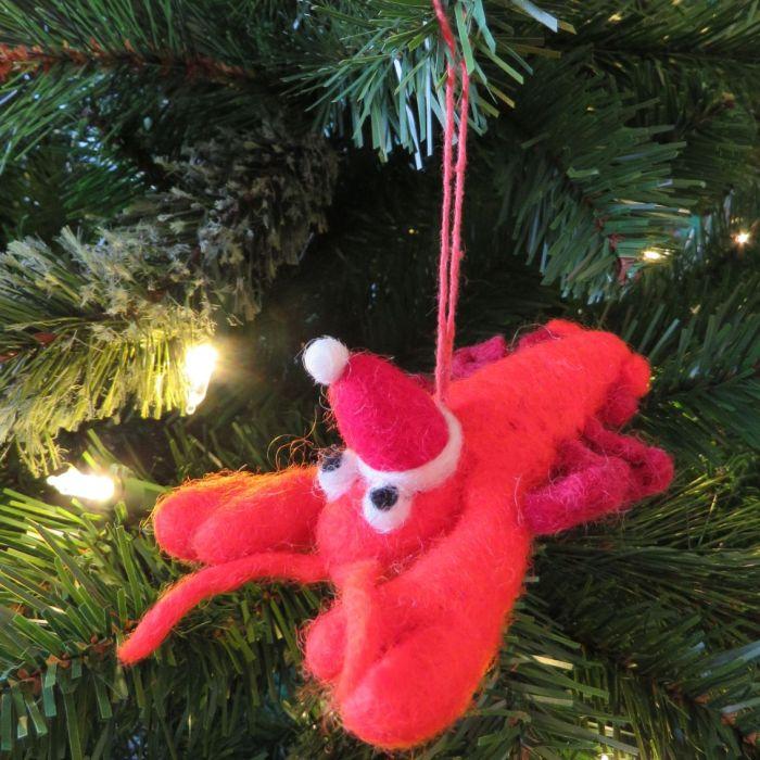 Felt So Good Handmade Felt Biodegradable Festive Lobster Tree Hanging Decoration