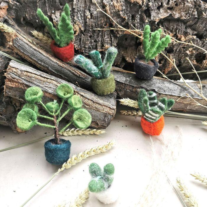 Felt So Good Handmade Felt Biodegradable Hanging Mini Plants Set Of Six Decorations