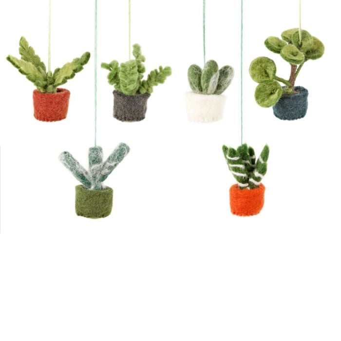 felt so good Handmade Felt Biodegradable Hanging Mini Plants Set of Six Decorations