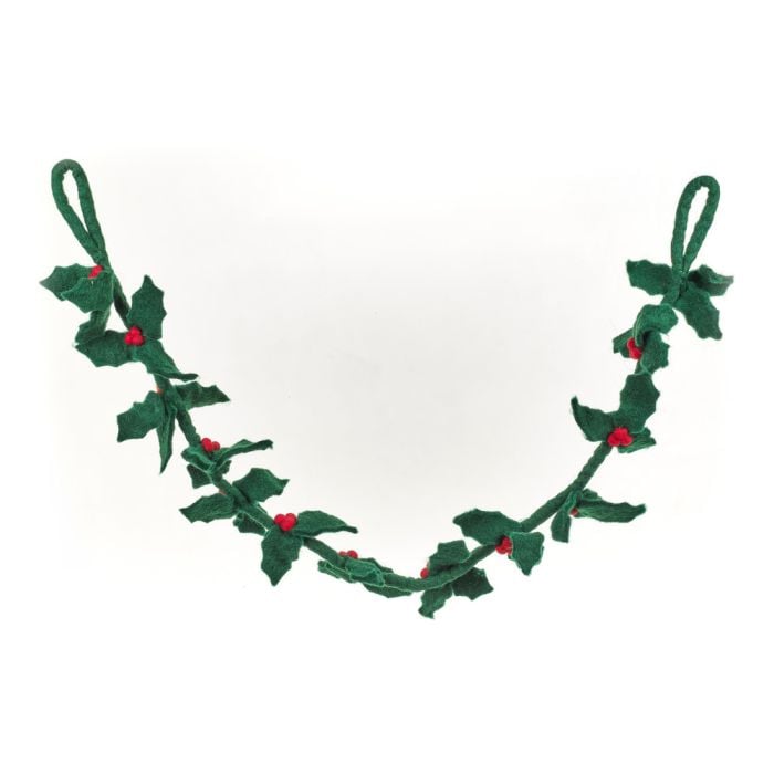 felt so good Handmade Felt Biodegradable Holly Garland Christmas Decoration