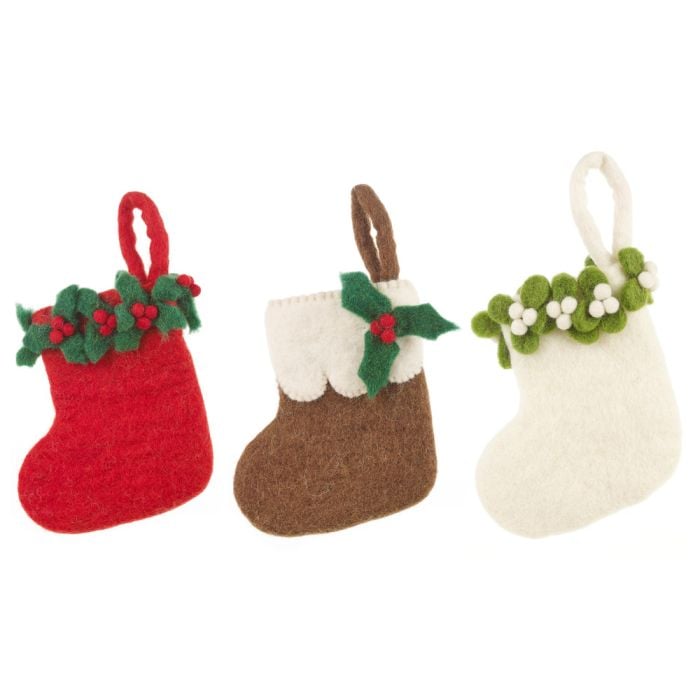 Felt So Good Handmade Felt Biodegradable Mini Christmas Stocking Hanging Decoration