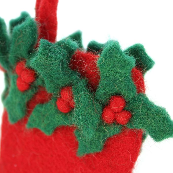 Felt So Good Handmade Felt Biodegradable Mini Christmas Stocking Hanging Decoration