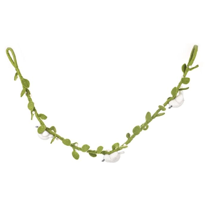 Felt So Good Handmade Felt Biodegradable Mistletoe Garland With Doves Christmas Decoration