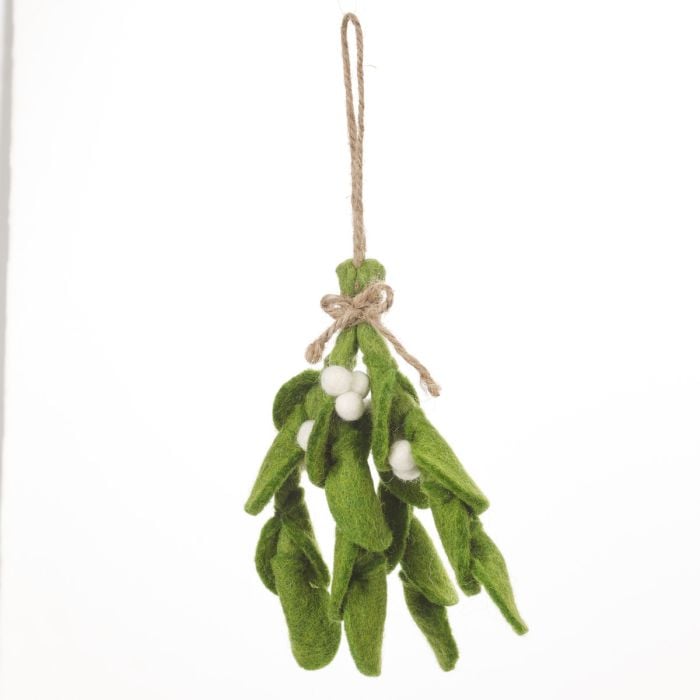 felt so good Handmade Felt Biodegradable Mistletoe Sprig Christmas Hanging Decoration