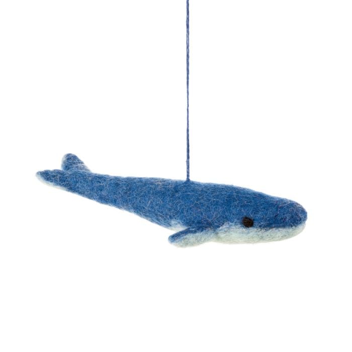 Felt So Good Handmade Felt Biodegradable The Big Blue Hanging Whale Decoration