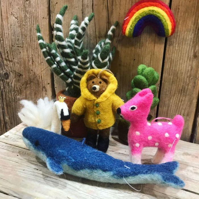 Felt So Good Handmade Felt Biodegradable The Big Blue Hanging Whale Decoration