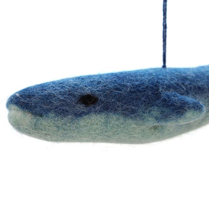 felt so good Handmade Felt Biodegradable The Big Blue Hanging Whale Decoration