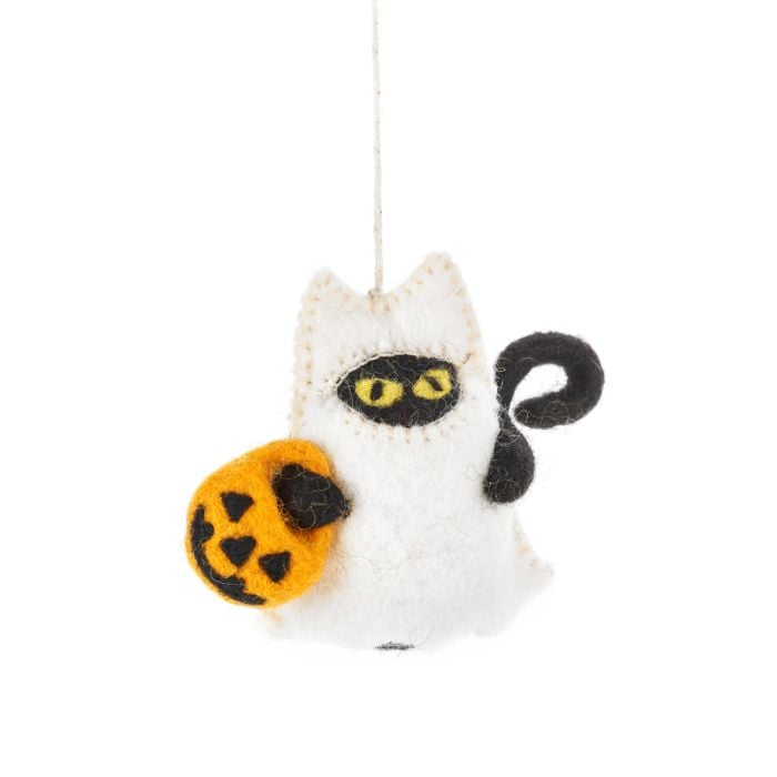 felt so good Handmade Felt Boo Cat Hanging Halloween Decoration