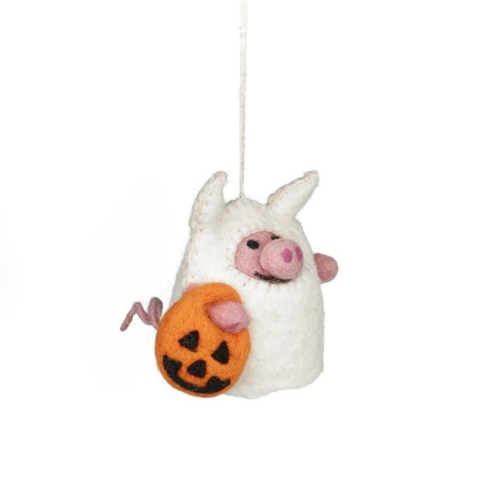Felt So Good Handmade Felt Boo Pig Hanging Halloween Decoration