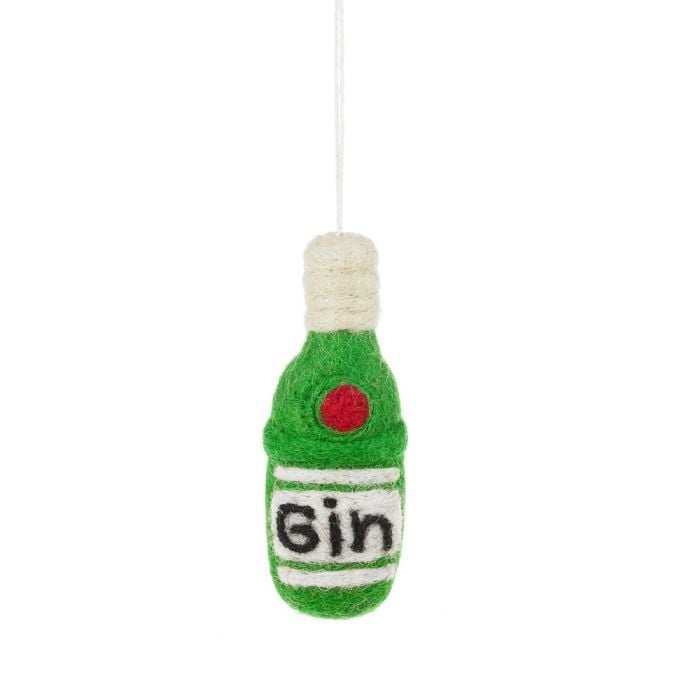 felt so good Handmade Felt Bottle of Gin Hanging Decoration