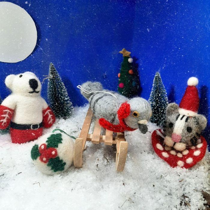 Felt So Good Handmade Felt Boxing Polar Bear Hanging Decoration