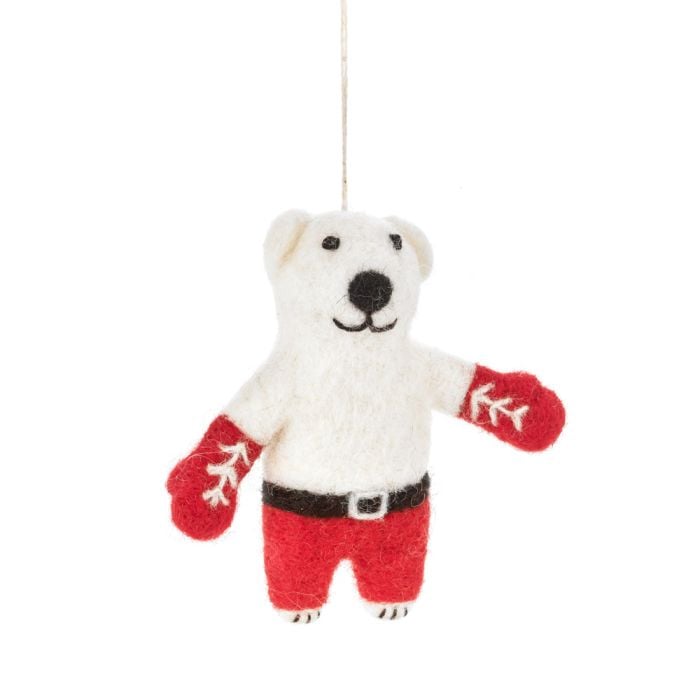 felt so good Handmade Felt Boxing Polar Bear Hanging Decoration