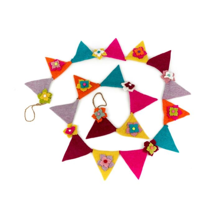 Felt So Good Handmade Felt Bright Blooms Bunting 200cm Garland Home Decoration