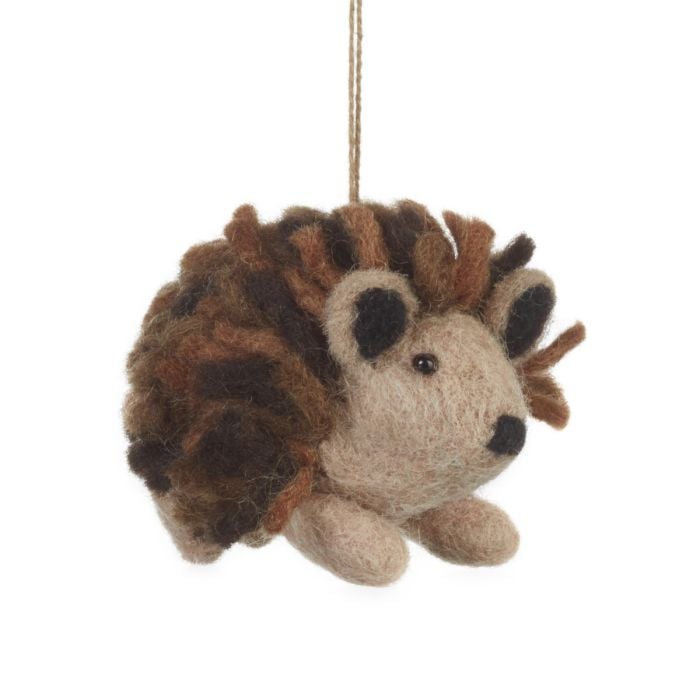 Felt So Good Handmade Felt Brown Hedgehog Hanging Biodegradable Decoration