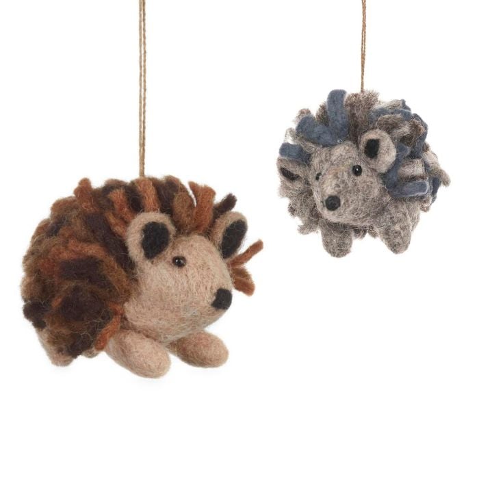 felt so good Handmade Felt Brown Hedgehog Hanging Biodegradable Decoration